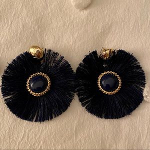 Lilly Pulitzer Fan Tassel Earrings, Navy